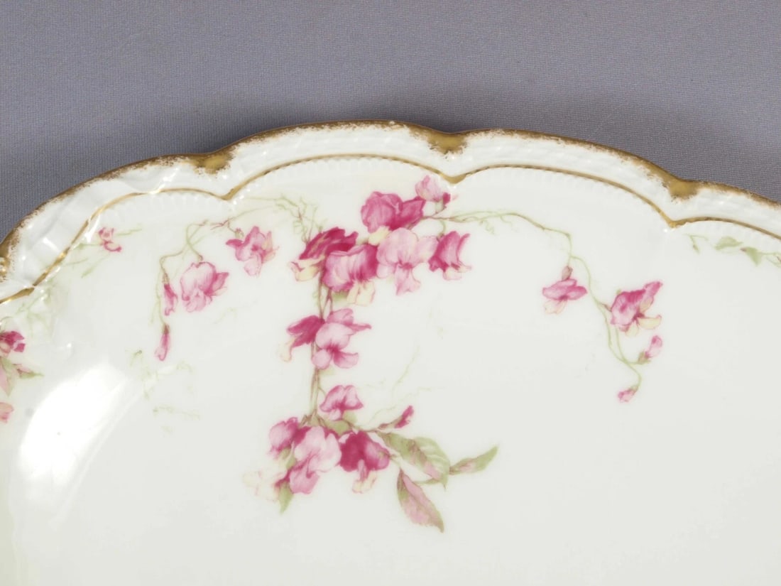 Limoges France HAVILAND Oval Platter J.J.Harte Amsterdam Pink Iris Sweet Pea 16" - 2