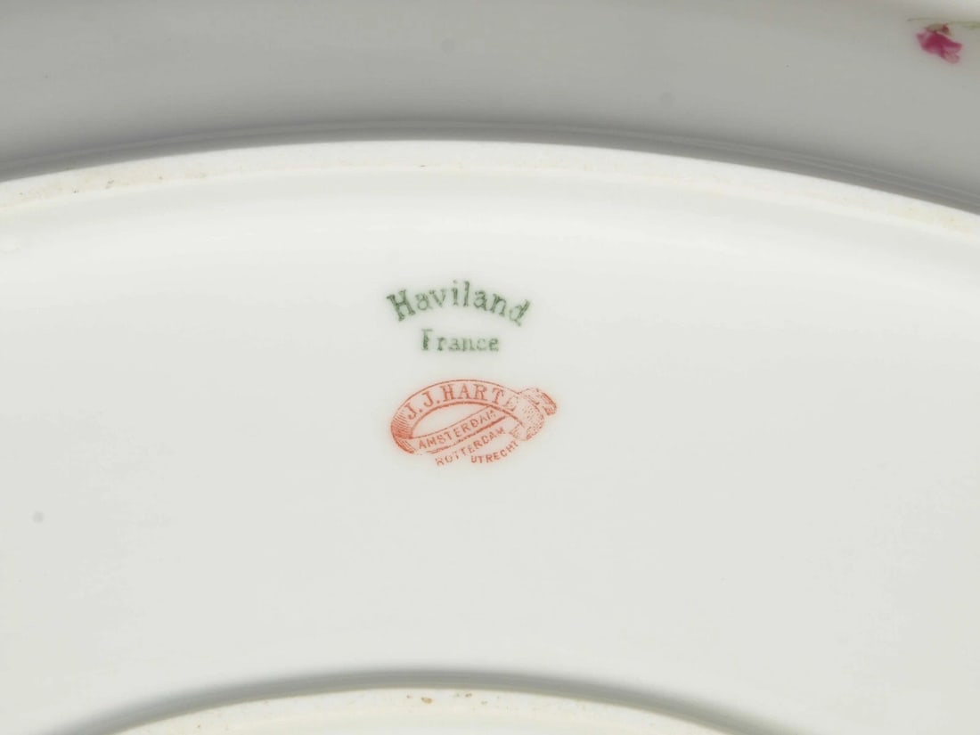 Limoges France HAVILAND Oval Platter J.J.Harte Amsterdam Pink Iris Sweet Pea 16" - 4