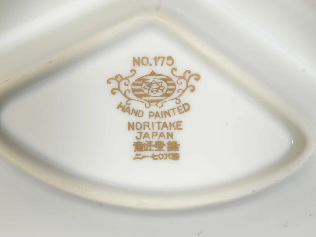 NORITAKE 175 Christmas Ball 3 Part Relish Tray Dish ANTIQUE 1920 Hand painted - 4