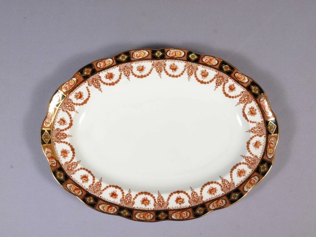 Royal Albert Crown China Devon Imari Green Oval Platter Vintage (1 of 4)