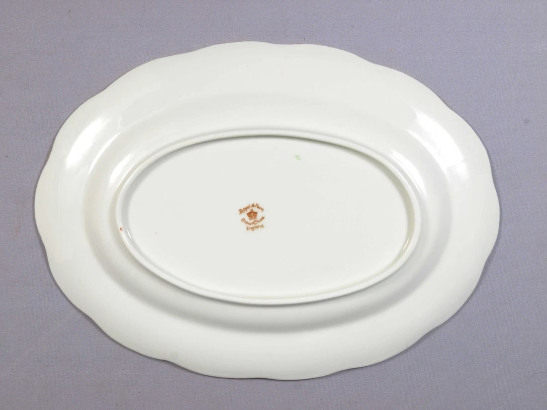 Royal Albert Crown China Devon Imari Green Oval Platter Vintage - 3