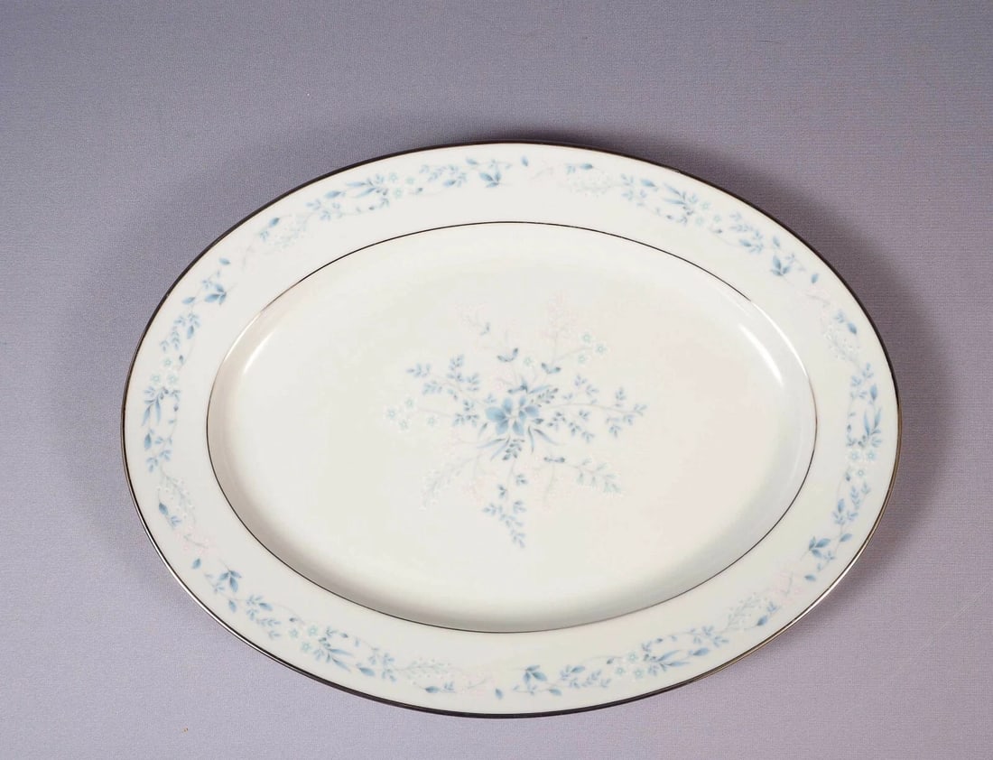 VINTAGE NORITAKE CAROLYN Oval Meat Serving Platter Silver Platinum - 2