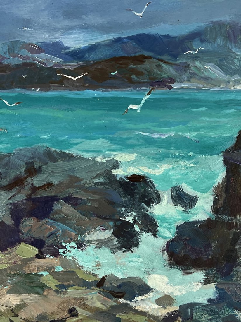 Oil painting Waves crash against the rocks Yuriy Suprunchuk - 4