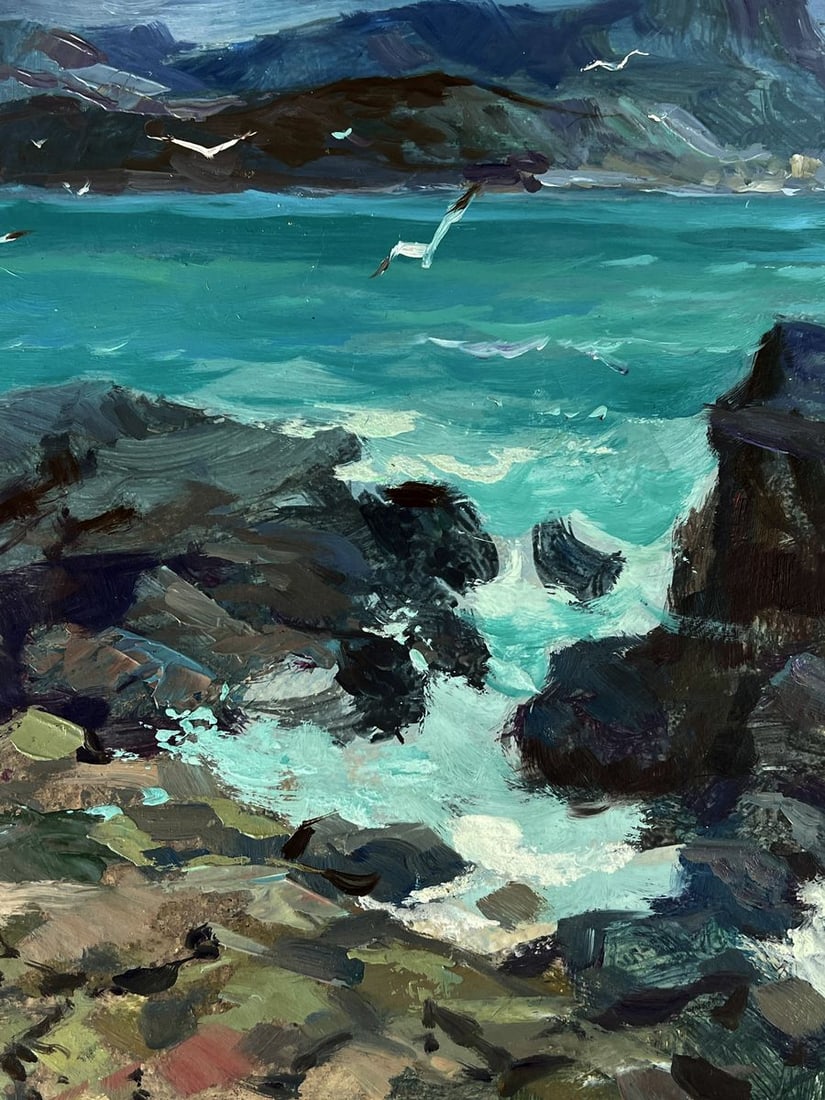 Oil painting Waves crash against the rocks Yuriy Suprunchuk - 5