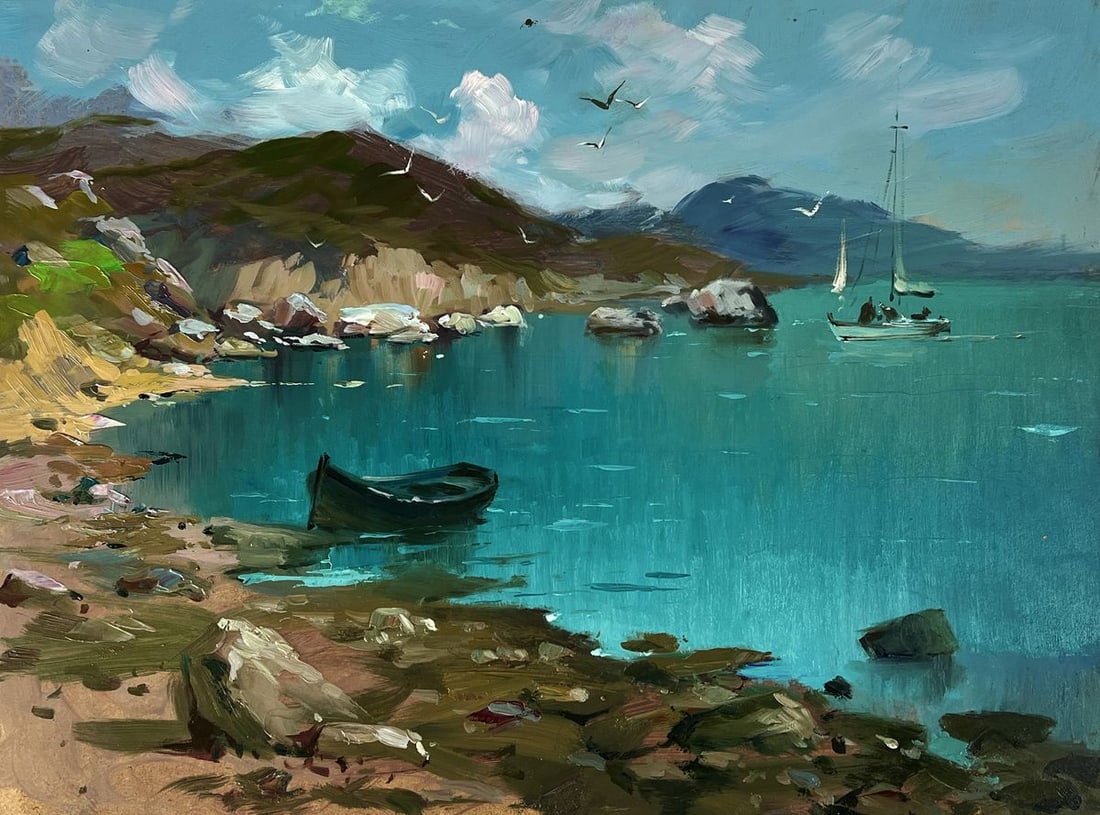 Oil painting Seagulls Fly to the Shore Yuriy Suprunchuk - 3