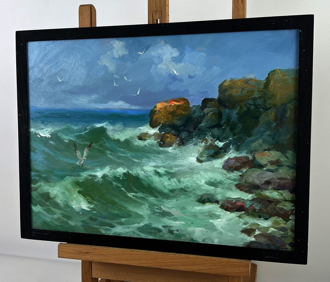 Oil painting Freedom on the sea waves Yuriy Suprunchuk - 2