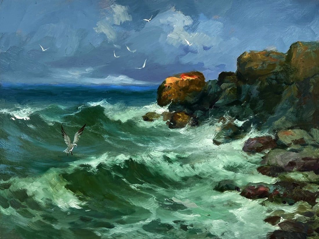 Oil painting Freedom on the sea waves Yuriy Suprunchuk - 3