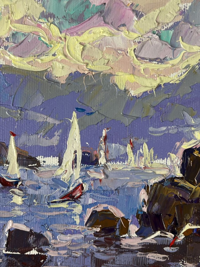 Oil painting Sailboats sail on the sea Oleksiy Ivanyuk - 7