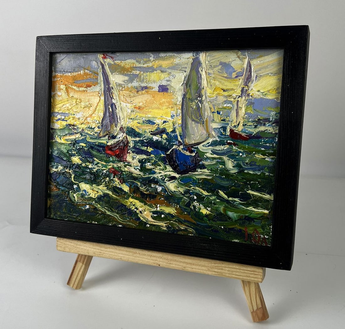 Oil painting Sunset over the sea waves Oleksiy Ivanyuk - 2