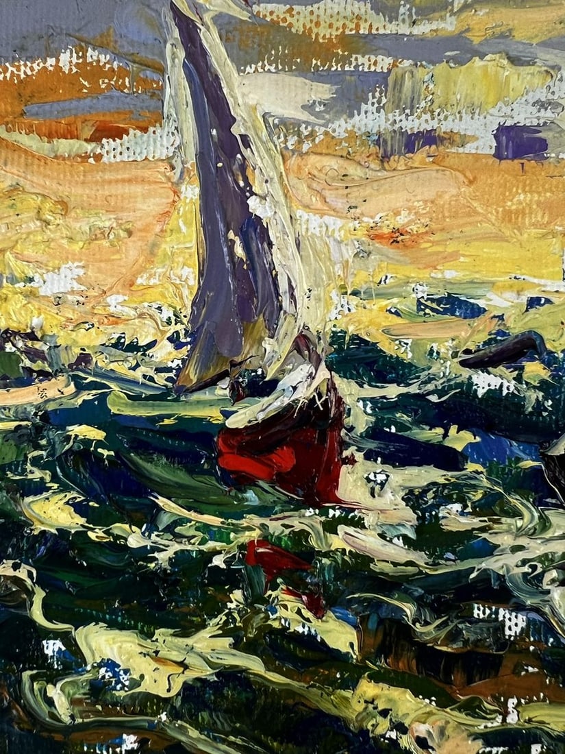 Oil painting Sunset over the sea waves Oleksiy Ivanyuk - 4