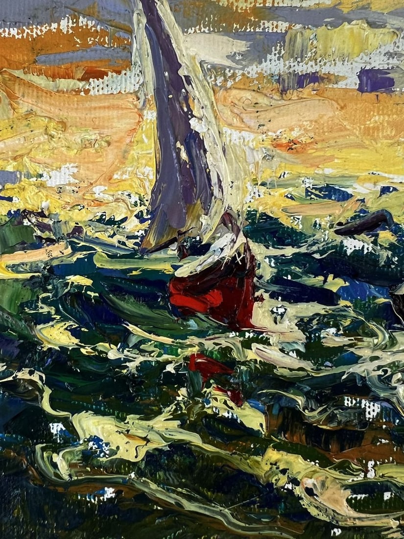 Oil painting Sunset over the sea waves Oleksiy Ivanyuk - 5