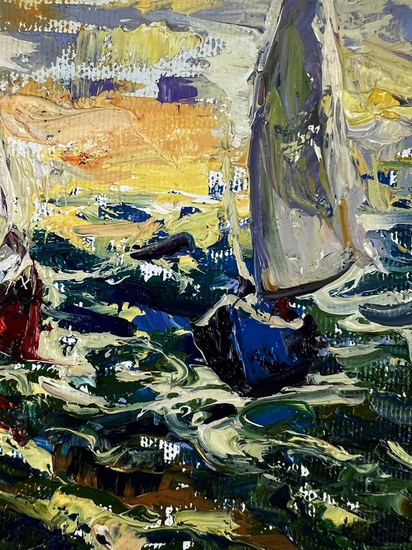 Oil painting Sunset over the sea waves Oleksiy Ivanyuk - 8