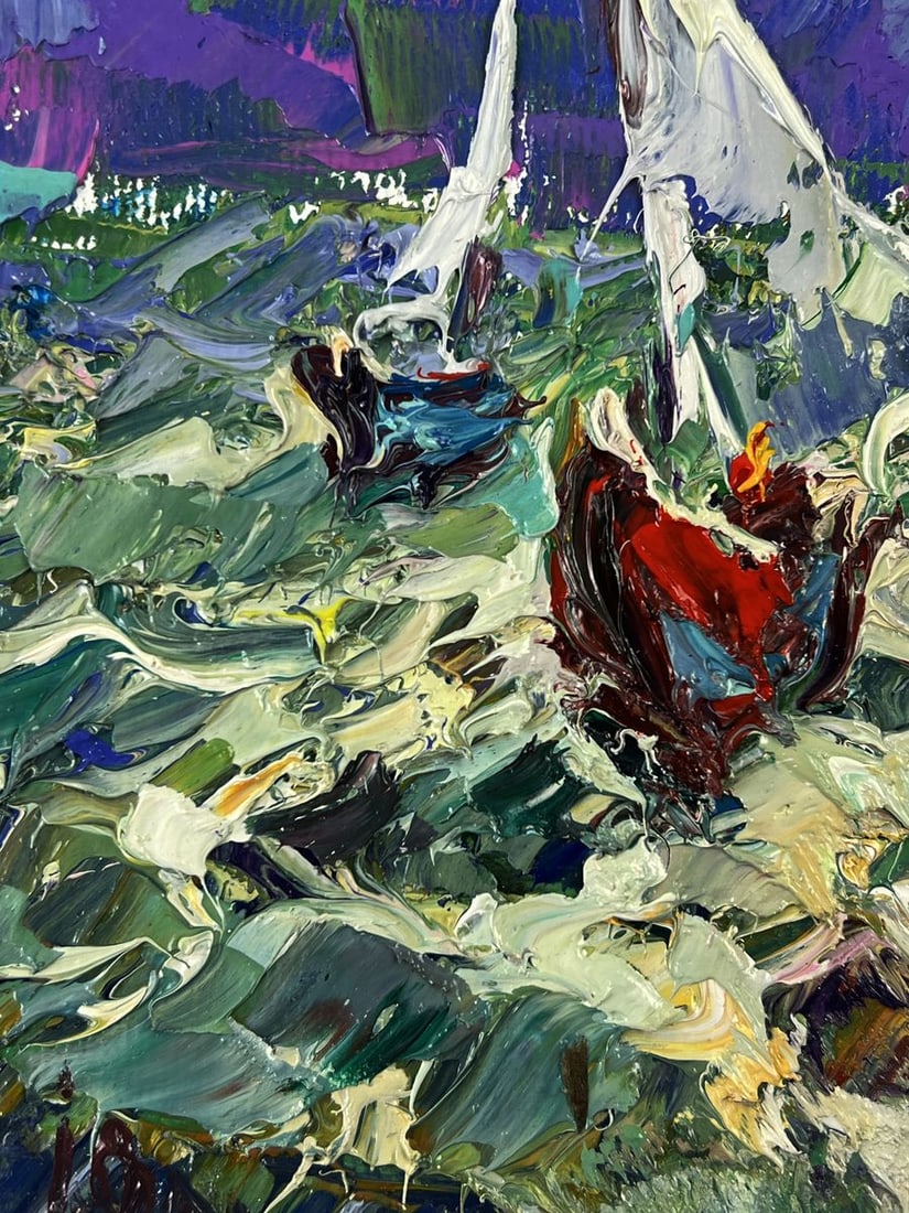 Oil painting Sailboats on the sea waves Oleksiy Ivanyuk - 5