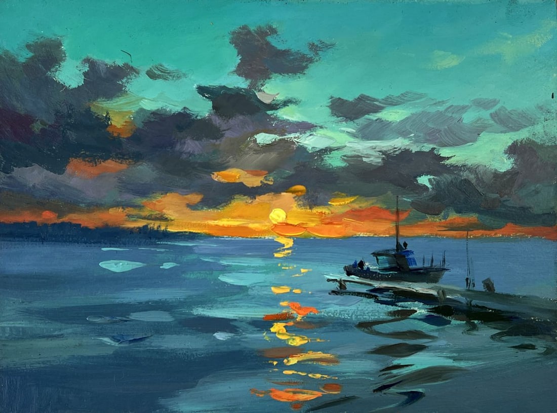 Oil painting Sunset on the Pier Yuriy Suprunchuk - 3