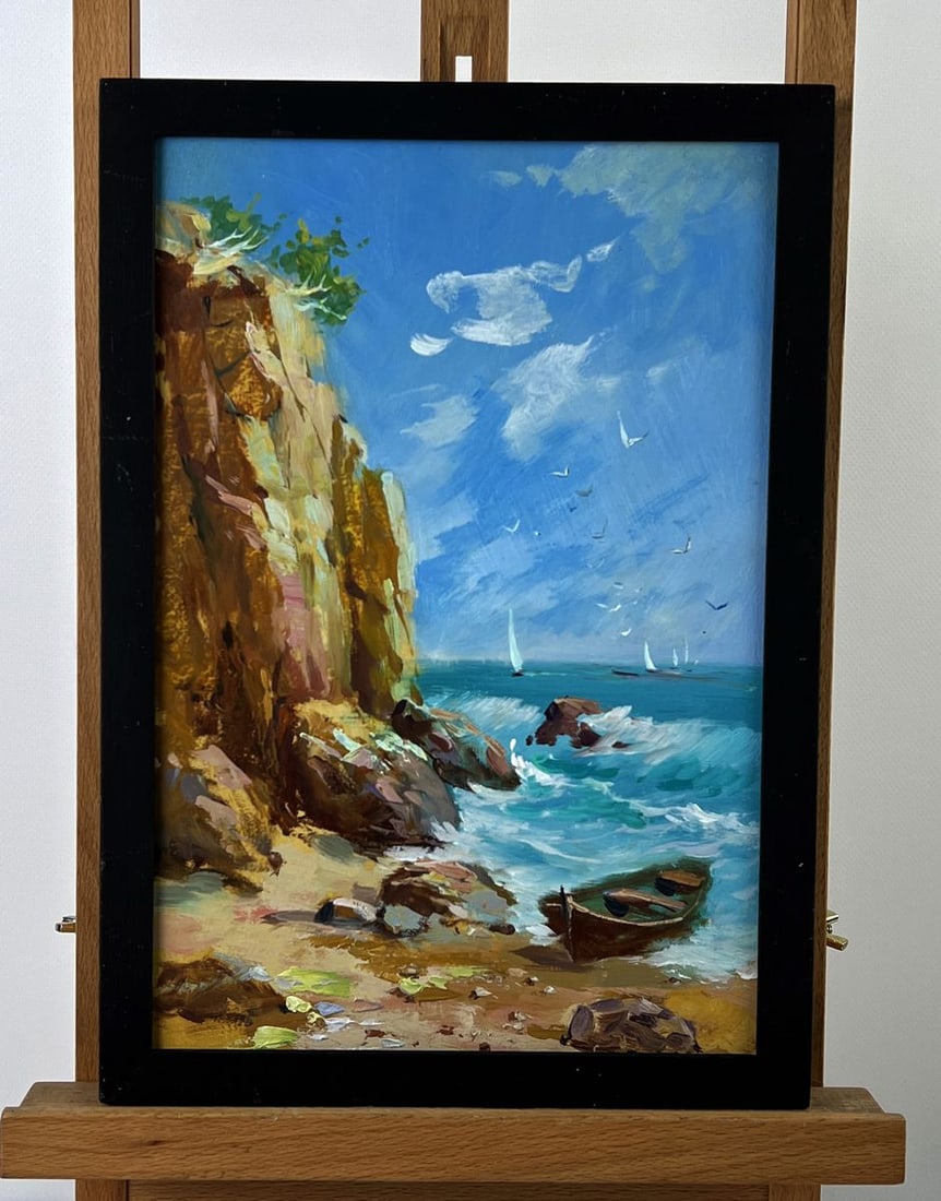 Oil painting Rocky seashore Yuriy Suprunchuk: Title: Oil painting Rocky seashore Yuriy Suprunchuk Description: AAA6348*** ABOUT THIS PAINTING **** TITLE: "Rocky seashore"* ARTISTS: Yuriy Suprunchuk* SIZE: 30x20 cm/11.81x7.87 inches'* MEDIUM: