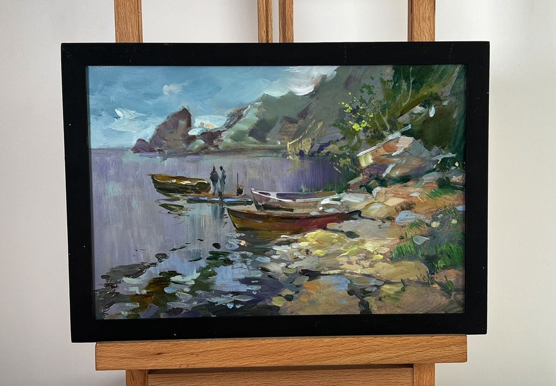 Oil painting Boats on the seashore Yuriy Suprunchuk: Title: Oil painting Boats on the seashore Yuriy Suprunchuk Description: AAA5999*** ABOUT THIS PAINTING **** TITLE: "Boats on the seashore"* ARTISTS: Yuriy Suprunchuk* SIZE: 20x30 cm/7.87x11.81