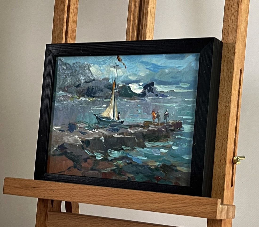 Oil painting A sailboat near the seashore Yuriy Suprunchuk - 2