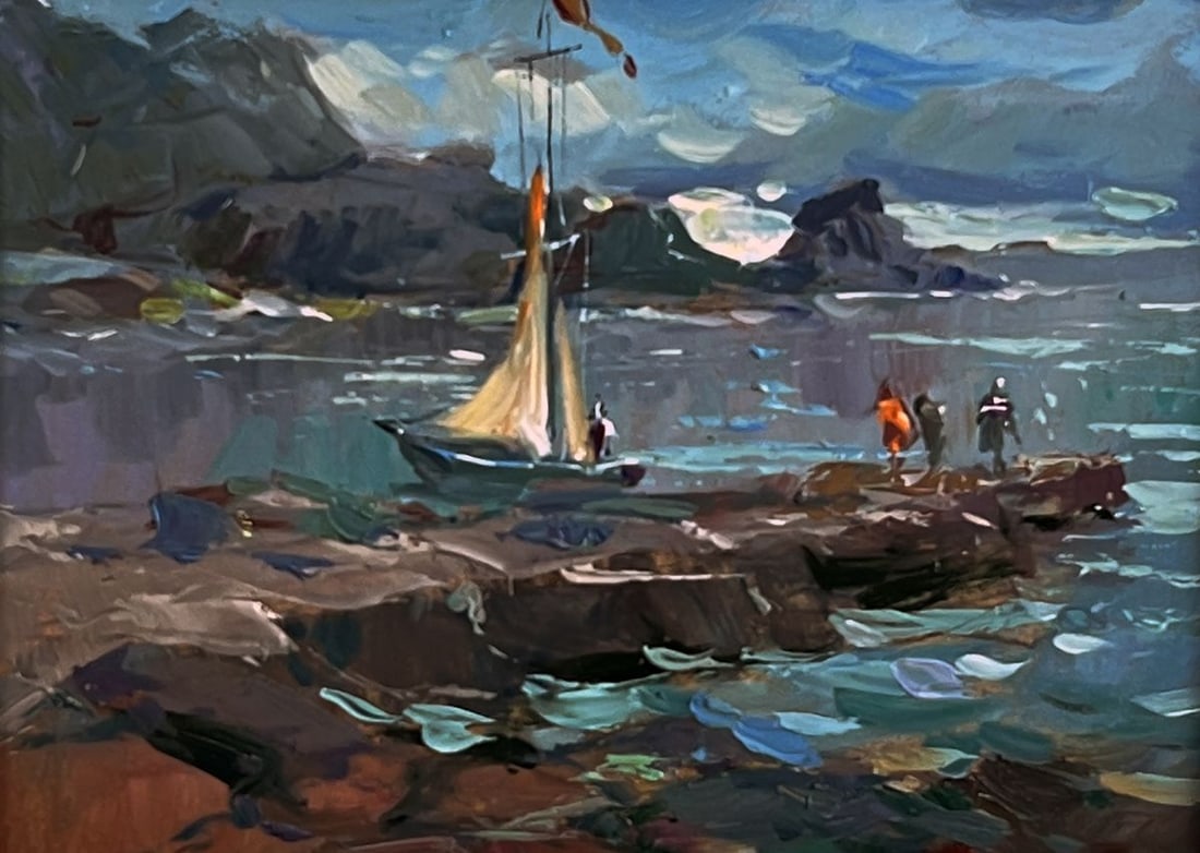 Oil painting A sailboat near the seashore Yuriy Suprunchuk - 3