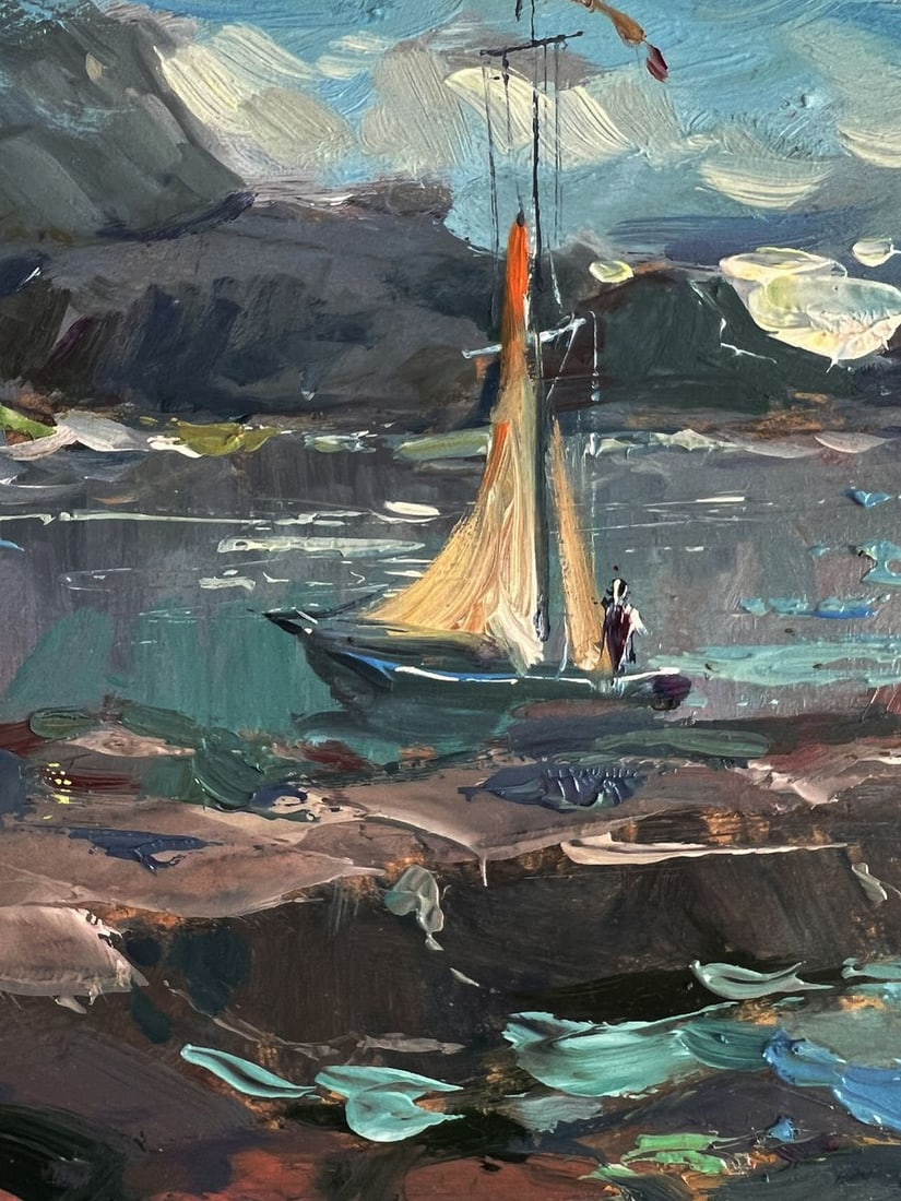 Oil painting A sailboat near the seashore Yuriy Suprunchuk - 9