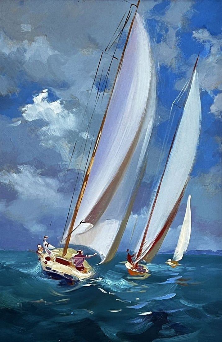 Oil painting Sailboats at sea Yuriy Suprunchuk - 3