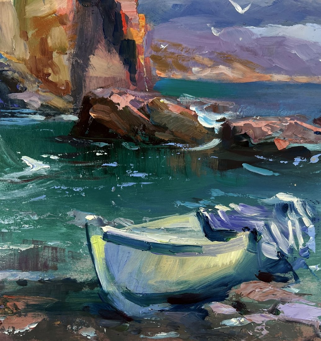 Oil painting Fishermen pull their nets into the sea Yuriy Suprunchuk - 8