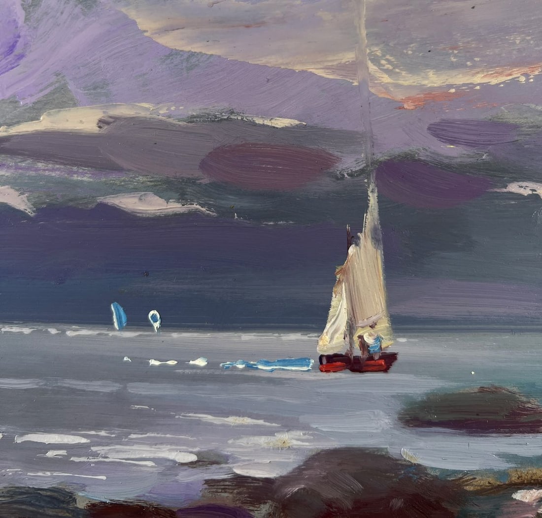 Oil painting Sailboat over blue waves Yuriy Suprunchuk - 5