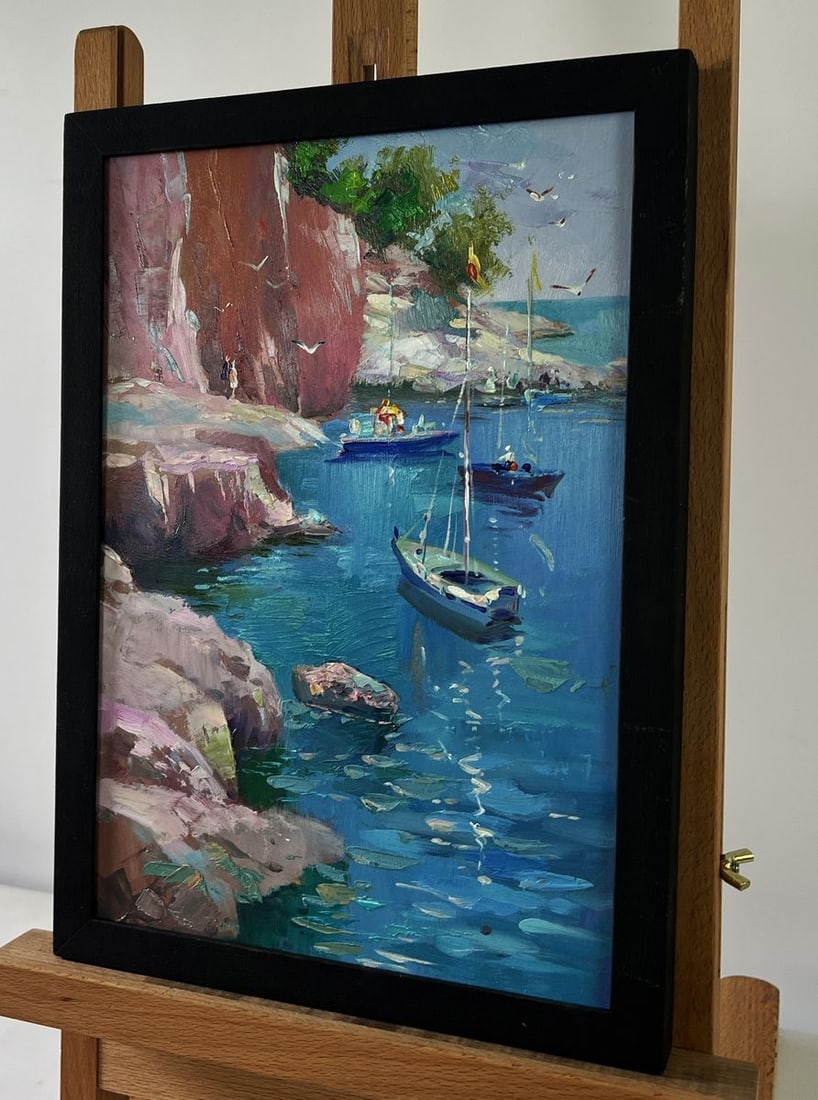 Oil painting Boats on the rocky shore Yuriy Suprunchuk - 2