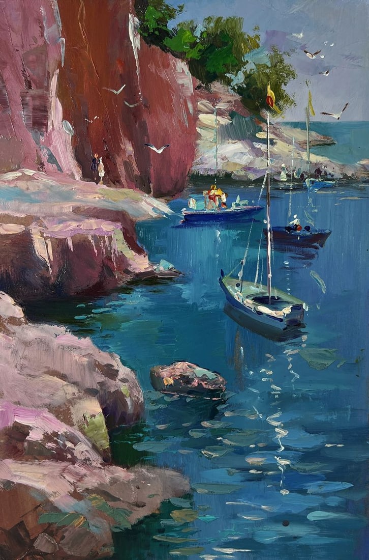 Oil painting Boats on the rocky shore Yuriy Suprunchuk - 3