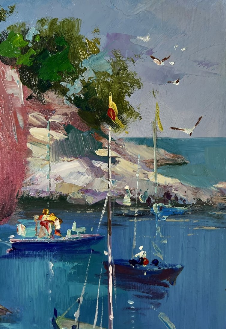 Oil painting Boats on the rocky shore Yuriy Suprunchuk - 4