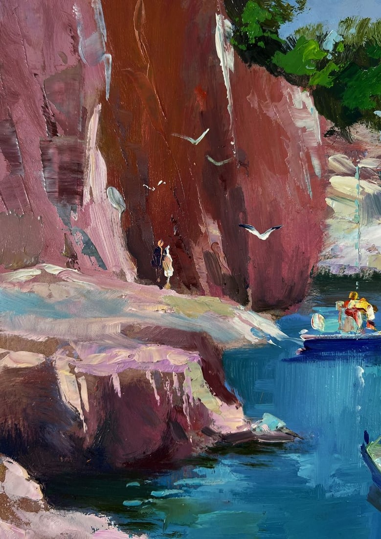 Oil painting Boats on the rocky shore Yuriy Suprunchuk - 5