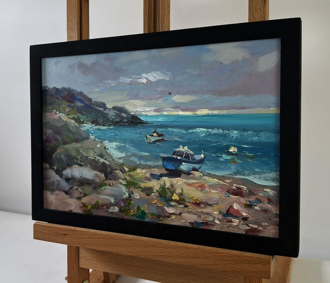 Oil painting Sea waves crashing against sharp shores Yuriy Suprunchuk - 2