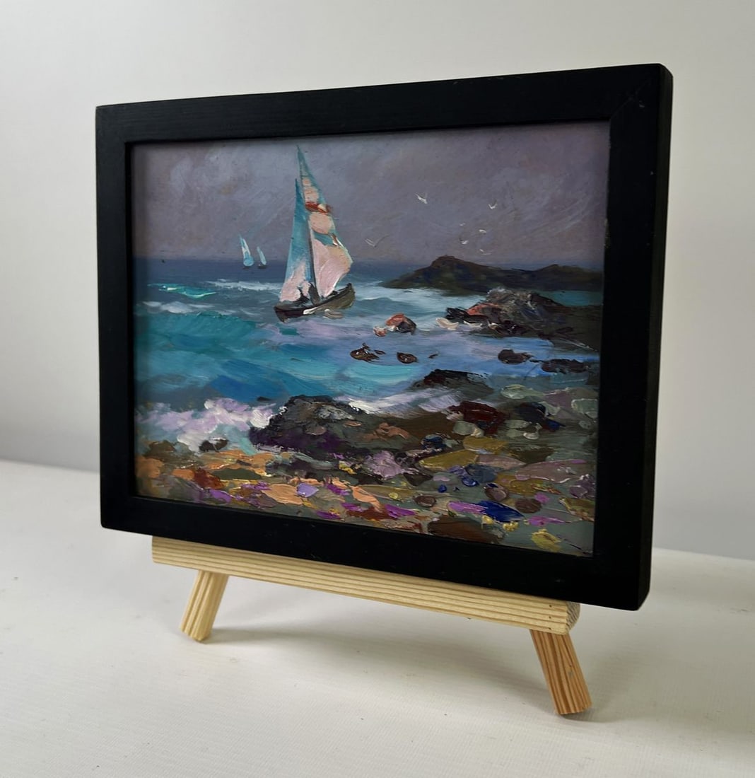 Oil painting Boats raised white sails to the sky Yuriy Suprunchuk - 2