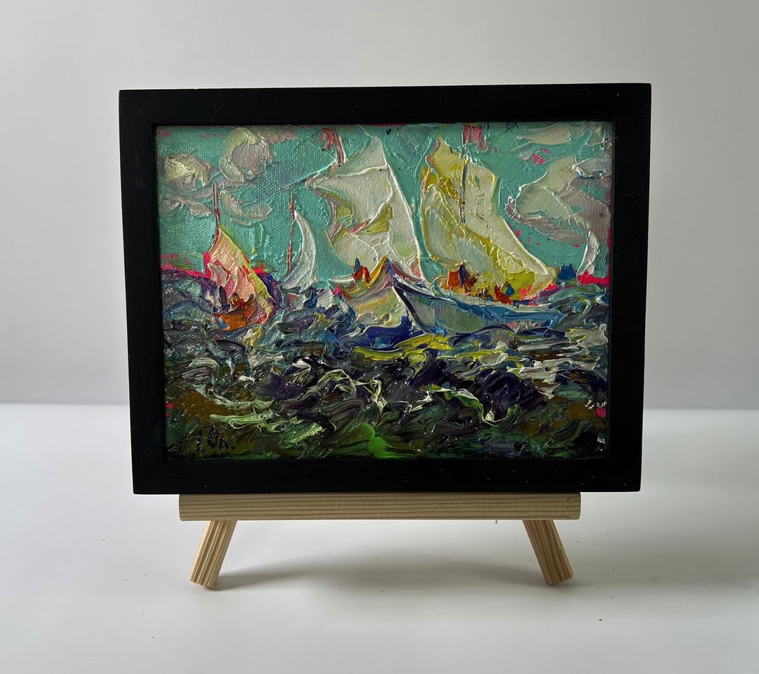 Oil painting Sailboats on the sea Oleksiy Ivanyuk: Title: Oil painting Sailboats on the sea Oleksiy Ivanyuk Description: AAA5649The Oil painting Canvas titled Sailboats on the sea captures the timeless and dynamic energy of sailing vessels gliding acr