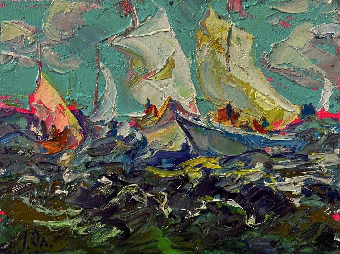 Oil painting Sailboats on the sea Oleksiy Ivanyuk - 3