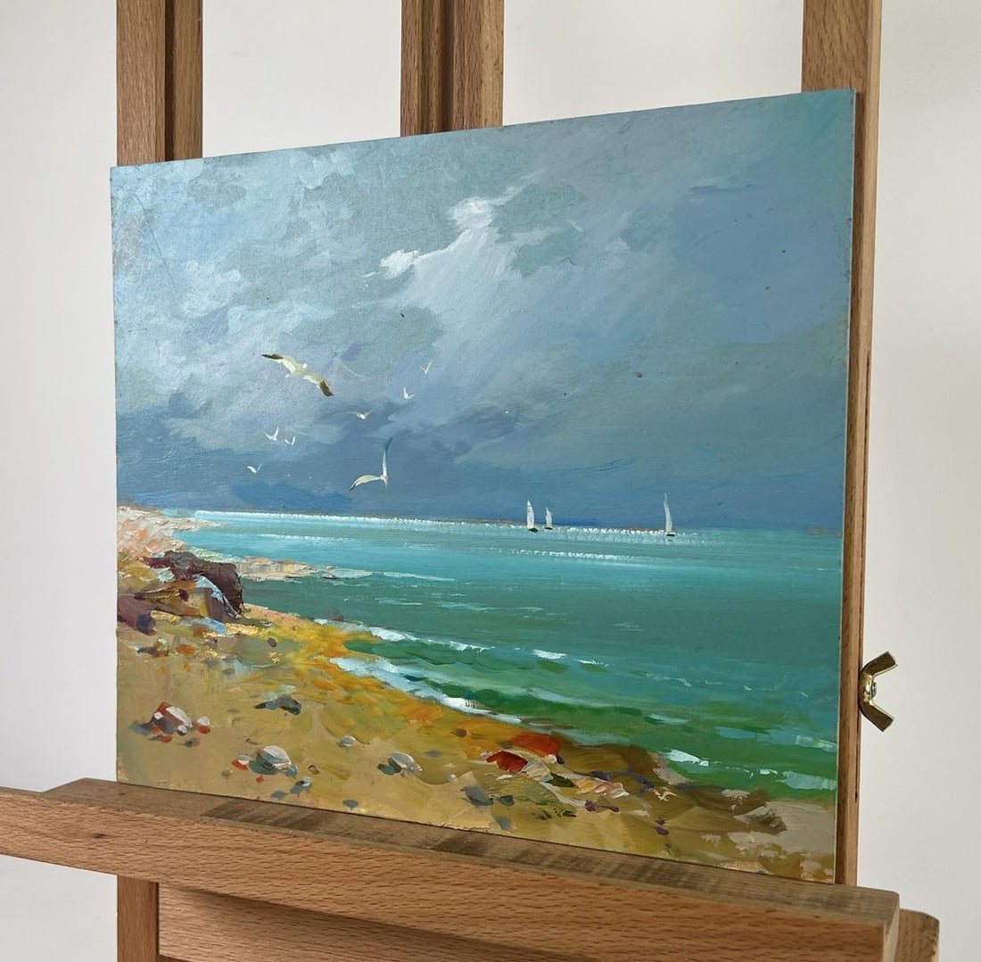 Oil painting Seagulls over the seashore Yuriy Suprunchuk - 2