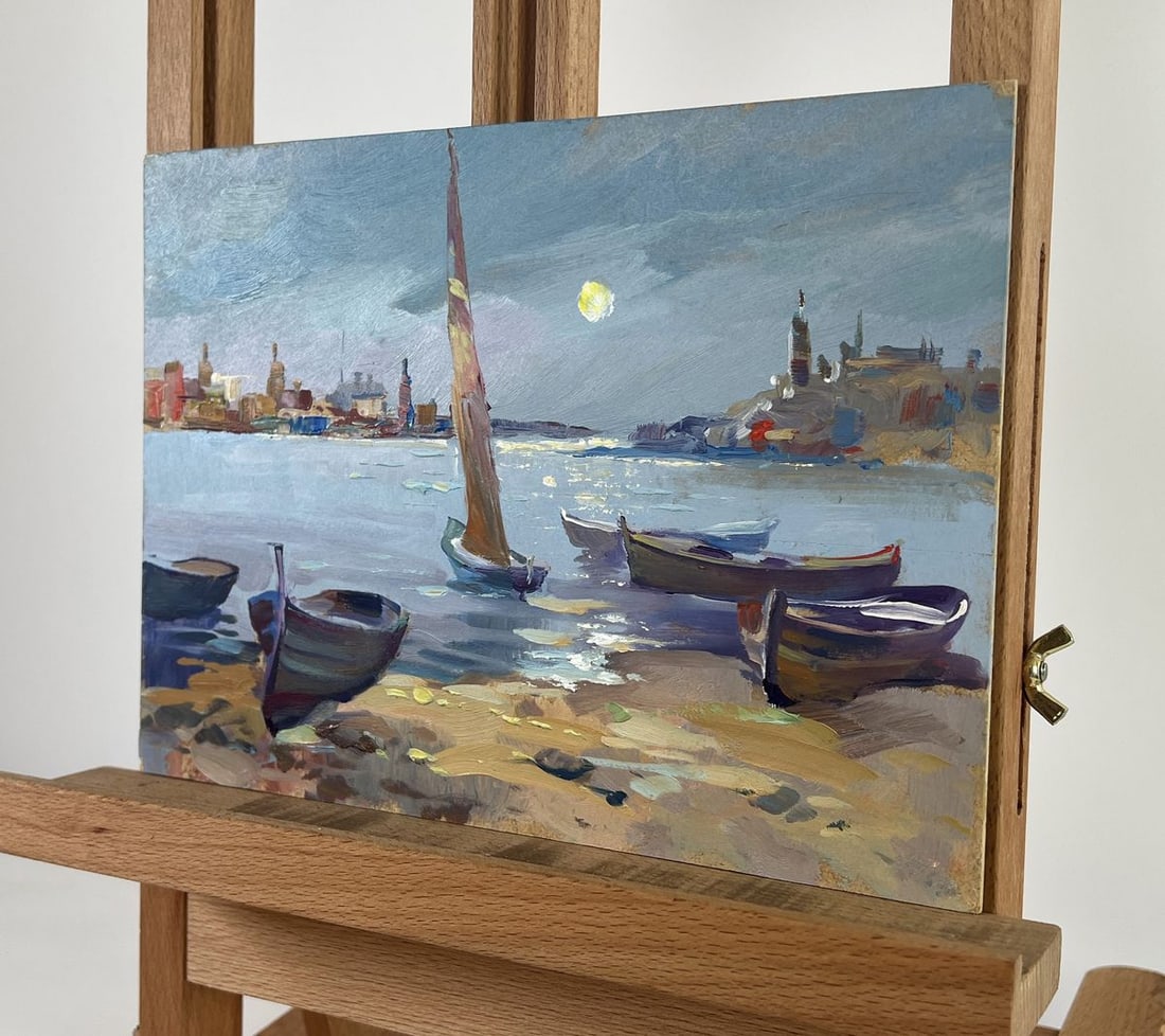 Oil painting Boats under the moon Yuriy Suprunchuk - 2