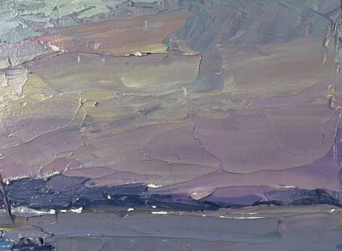 Oil painting Yacht in the colors of the evening sky Boris Serdyuk - 4