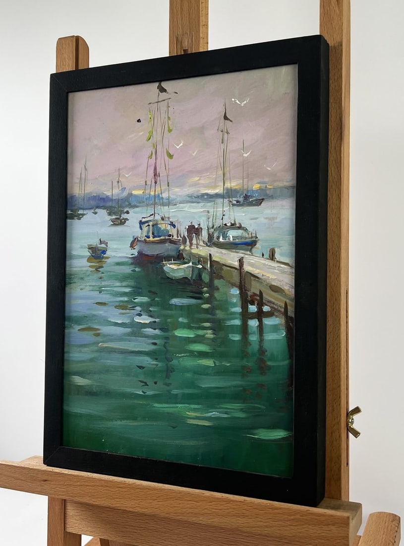 Oil painting Where boats sleep at the pier Yuriy Suprunchuk - 2