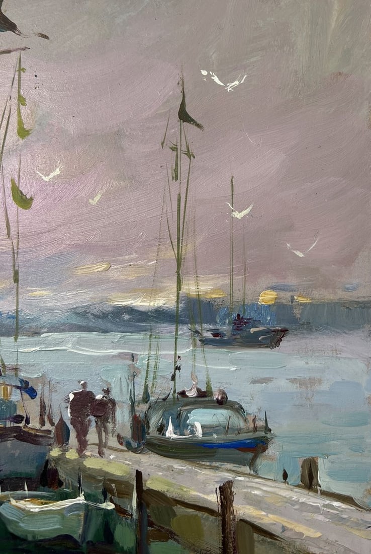 Oil painting Where boats sleep at the pier Yuriy Suprunchuk - 4