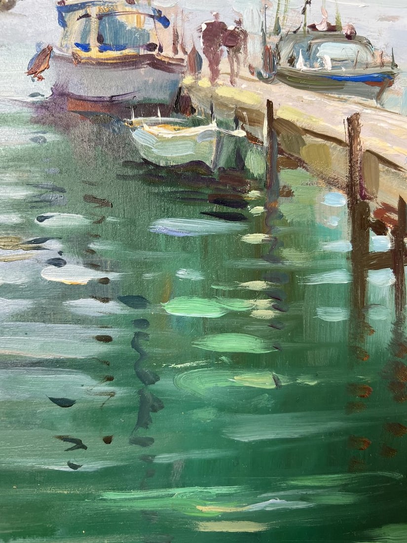 Oil painting Where boats sleep at the pier Yuriy Suprunchuk - 6