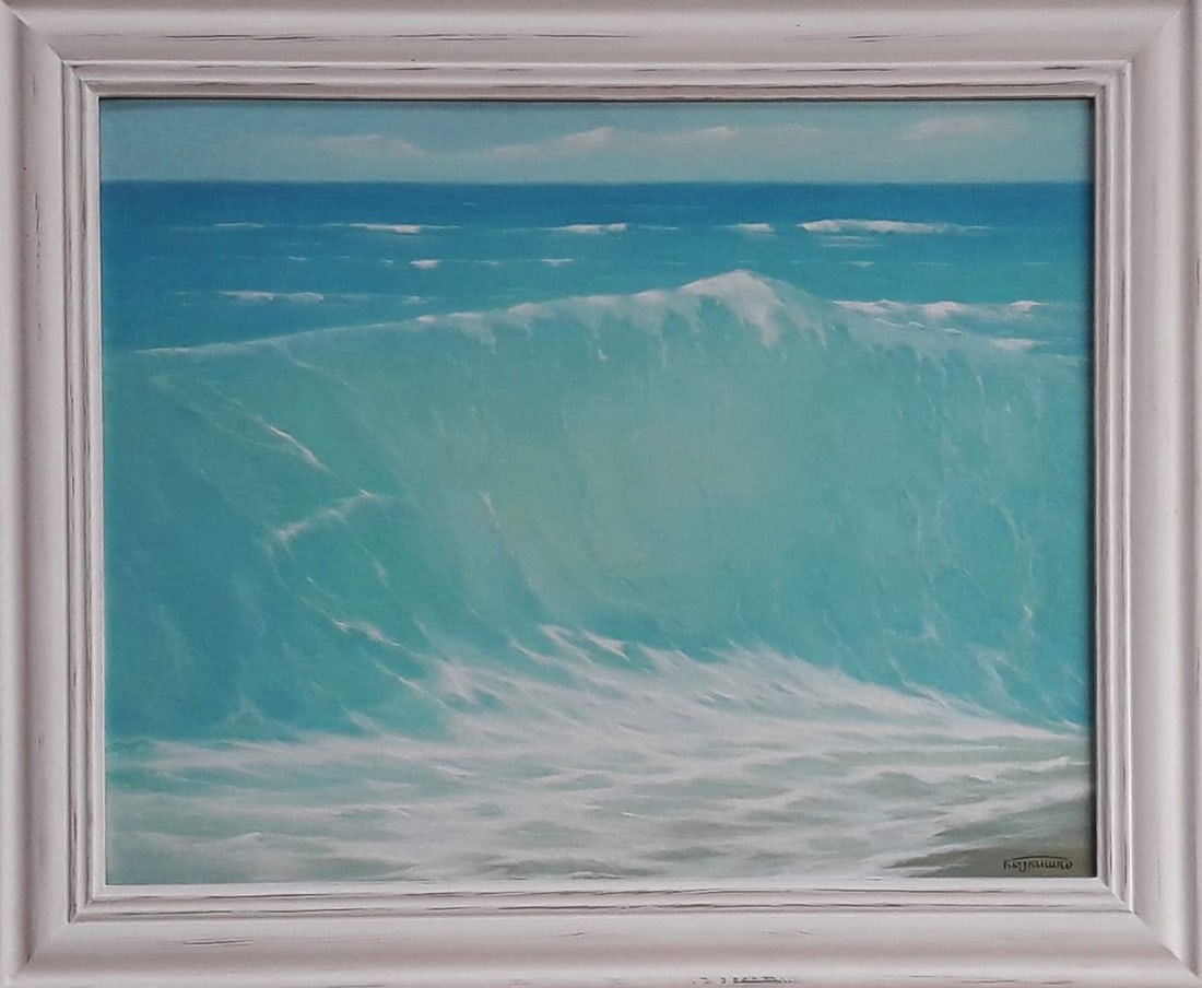 Oil painting Sea line above sky level Vasily Korkishko: Title: Oil painting Sea line above sky level Vasily Korkishko Description: Kork 157*** ABOUT THIS PAINTING **** TITLE: "Sea line above sky level" * ARTISTS: Vasily Korkishko* SIZE: 40x50