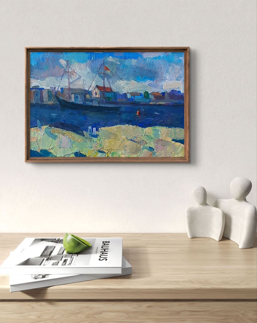 Oil painting Thin summer sea strait Pavel Dobrev - 2