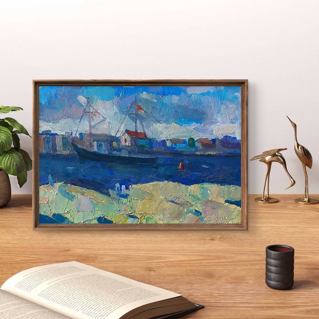 Oil painting Thin summer sea strait Pavel Dobrev - 3