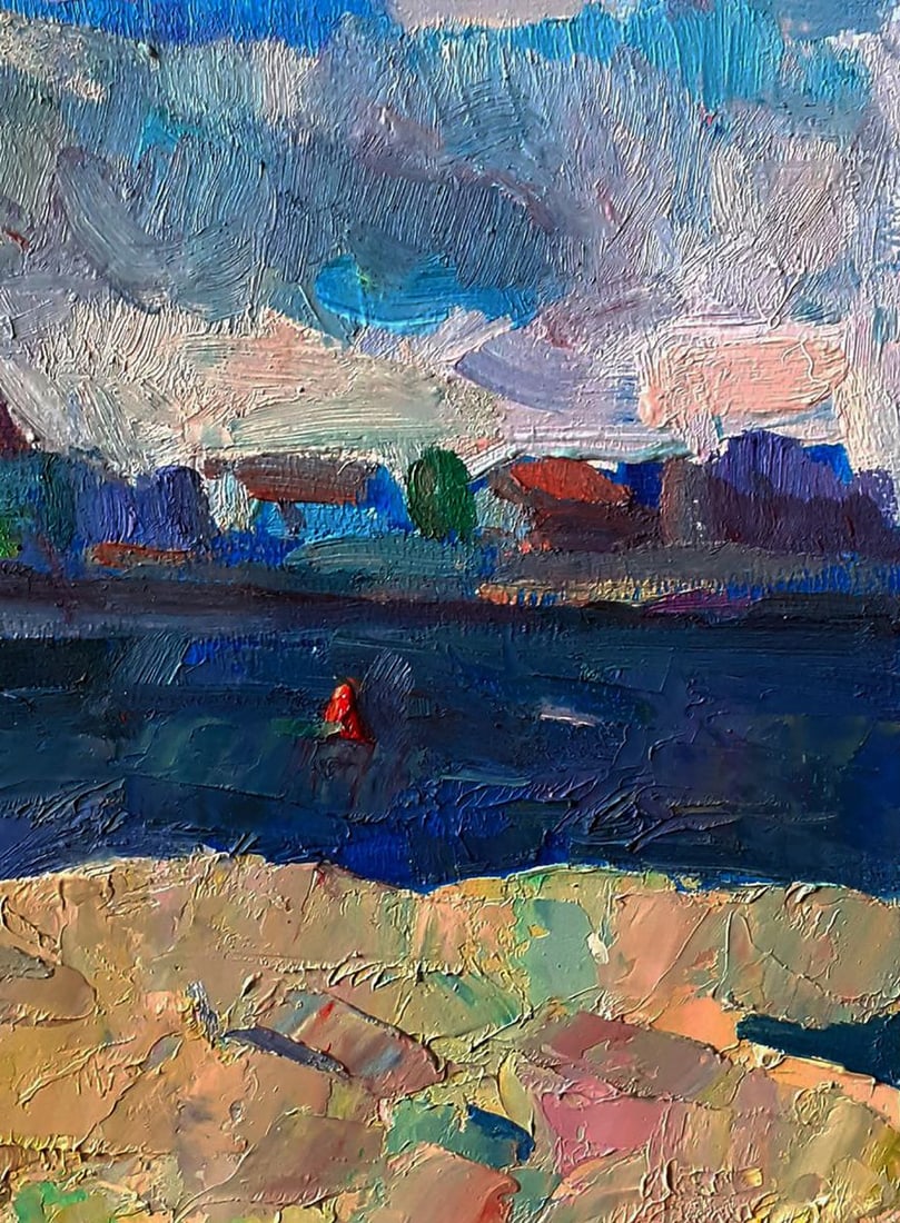 Oil painting Thin summer sea strait Pavel Dobrev - 4