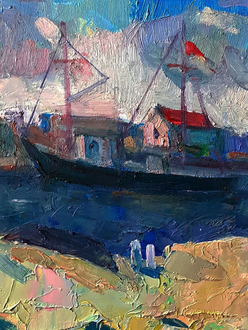 Oil painting Thin summer sea strait Pavel Dobrev - 5