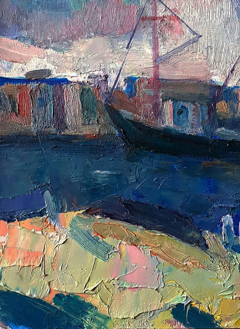 Oil painting Thin summer sea strait Pavel Dobrev - 6