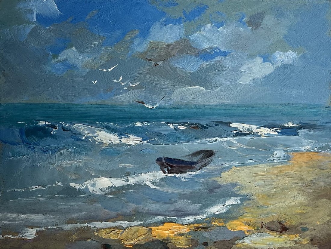Oil painting Seagulls on the seashore Yuriy Suprunchuk - 3