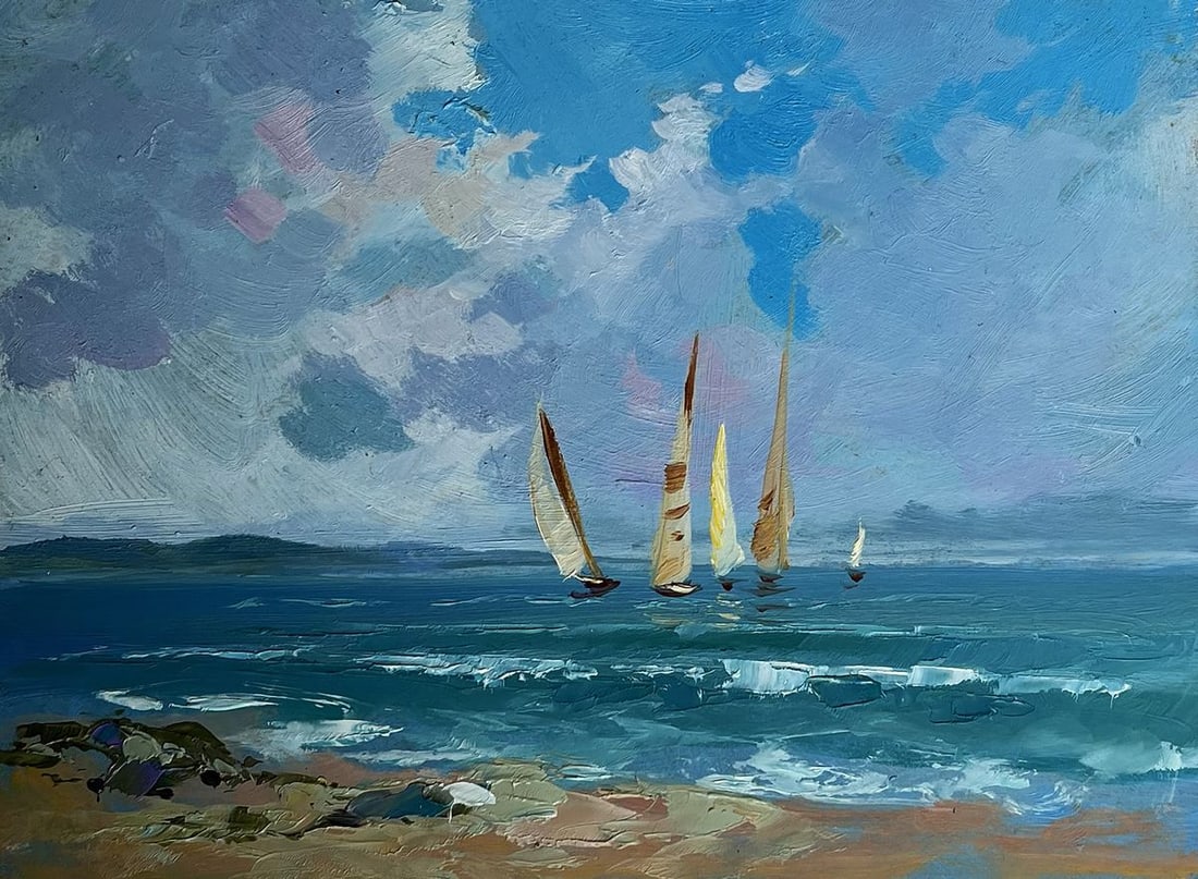 Oil painting Sailboats at sea Yuriy Suprunchuk - 3
