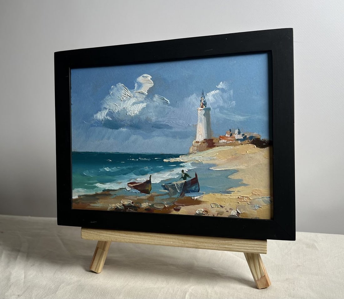 Oil painting Boats at the lighthouse Yuriy Suprunchuk - 2