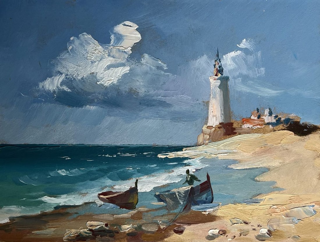 Oil painting Boats at the lighthouse Yuriy Suprunchuk - 3